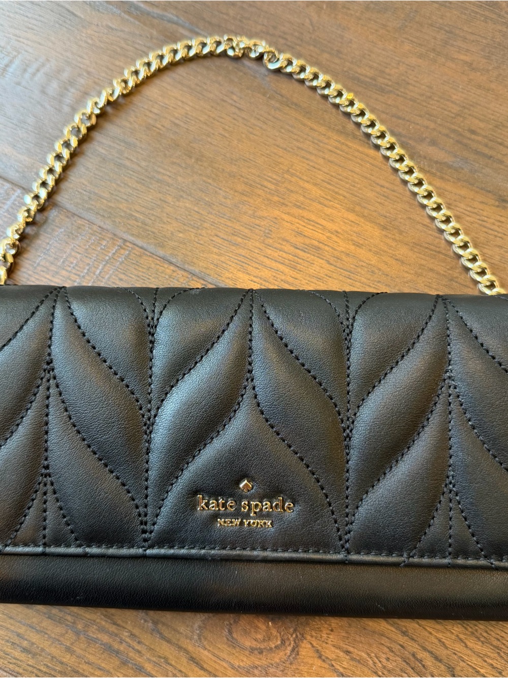 kate spade Black Quilted Leather Mini Bag with Gold Chain
